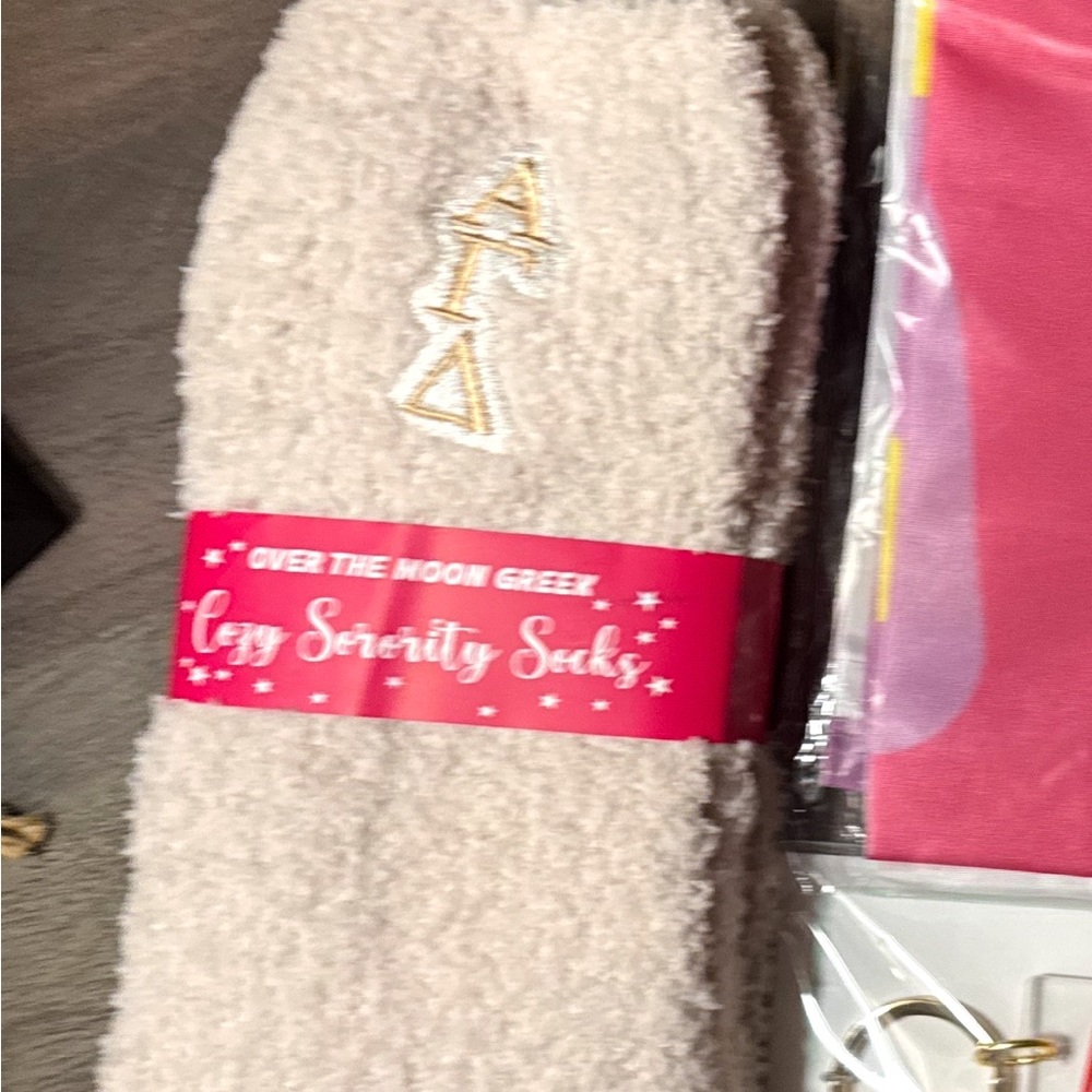 Alpha Gam Socks and Keychain